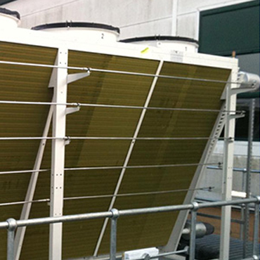 An outside evaporative humidifier unit